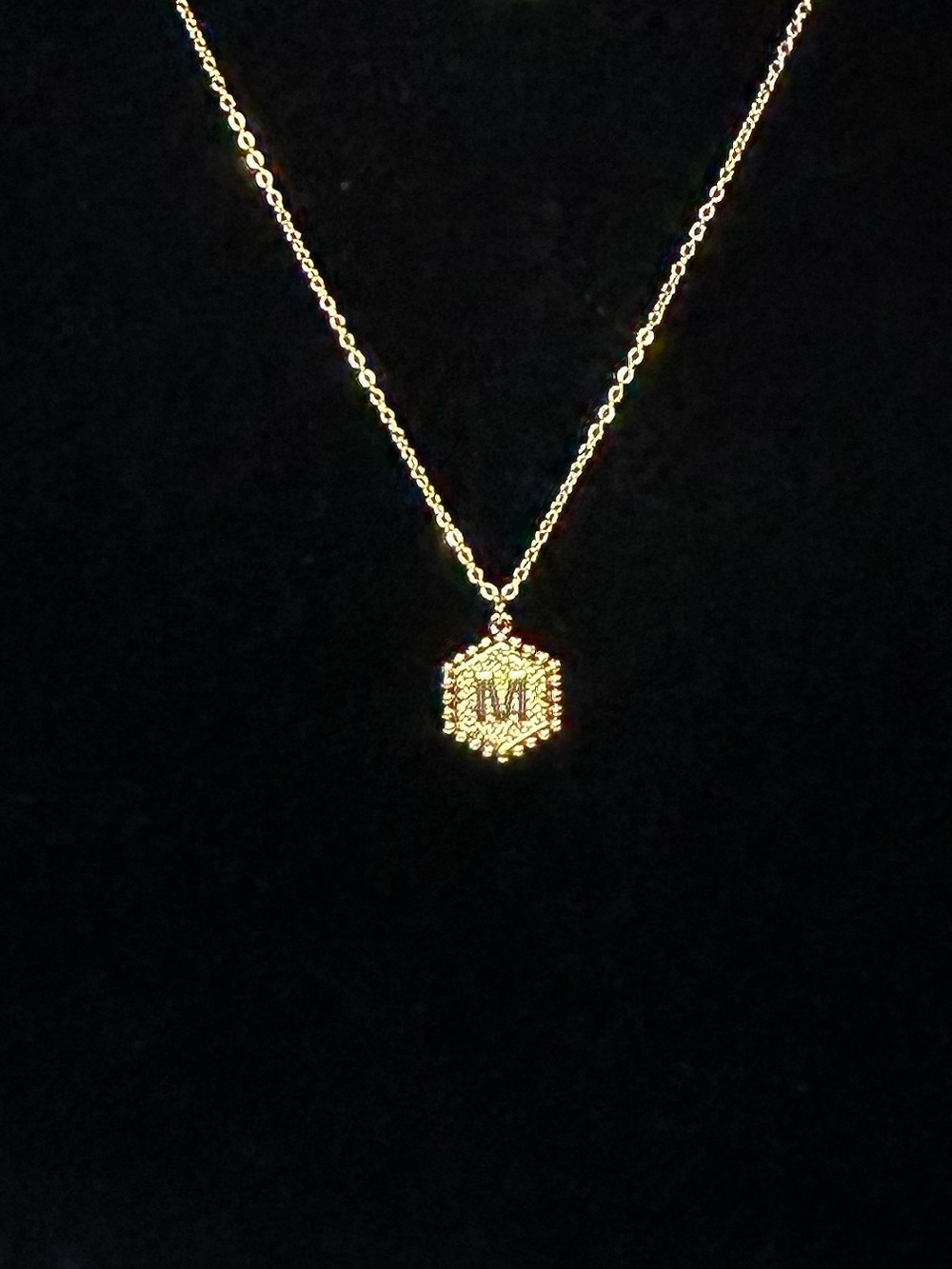 Gold Plated initial “M” Pendant With Necklace/Chain Retro Classic